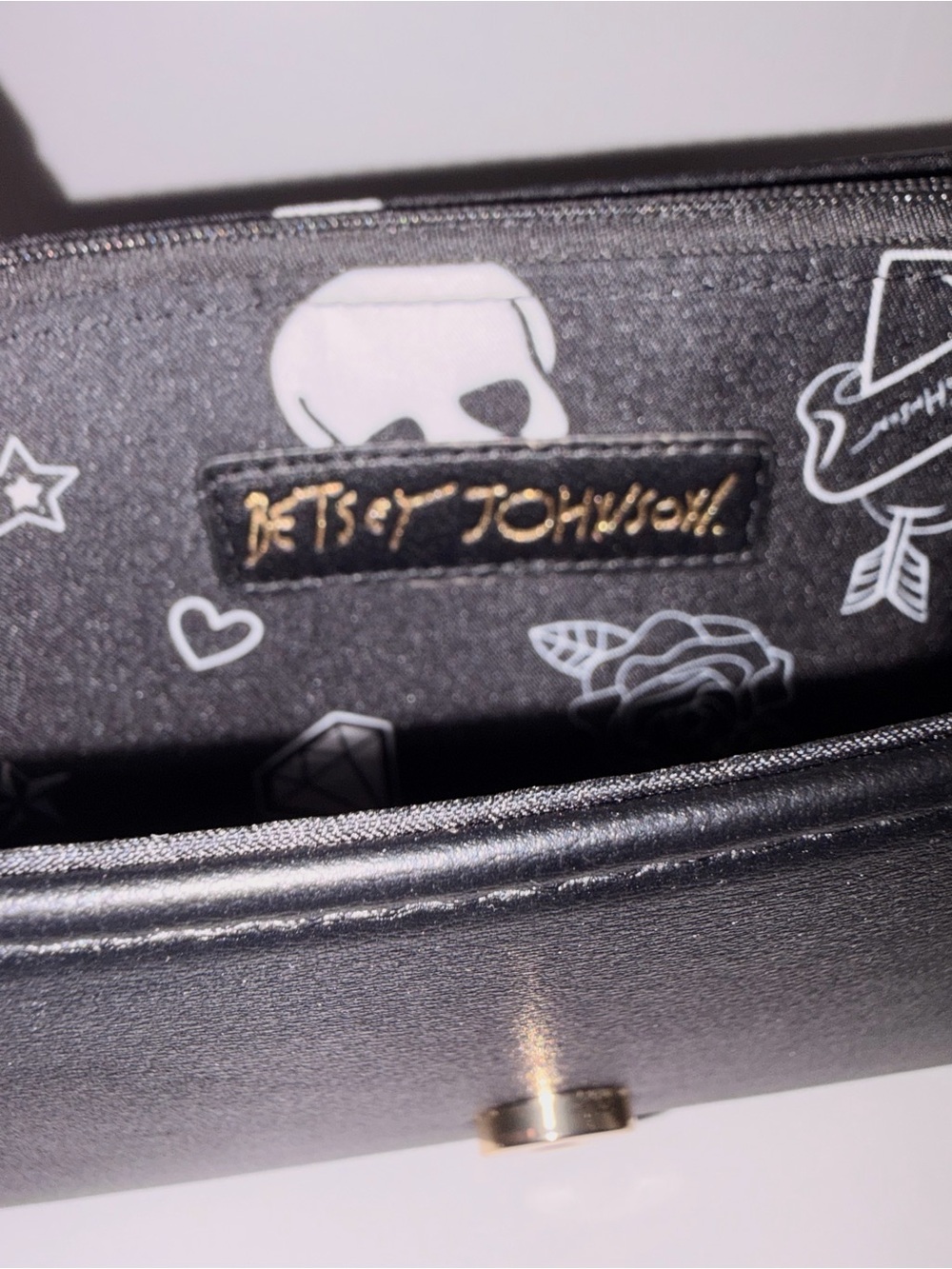 Betsey Johnson Black Crossbody with Crystal & Gold Stud Accents - Picture 6 of 6